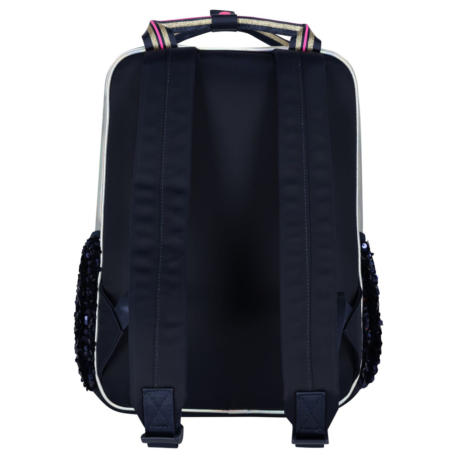 Girls Navy Blue & Silver Sequins Backpack, 1, hi-res