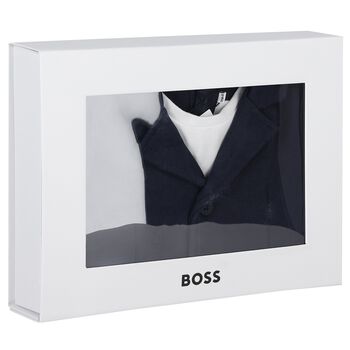 Baby Boys Navy Blue Suit Romper
