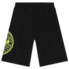 Black & Neon Yellow Medallion Logo Shorts, 1, hi-res