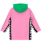 Girls Green & Pink Logo Hooded Dress, 1, hi-res