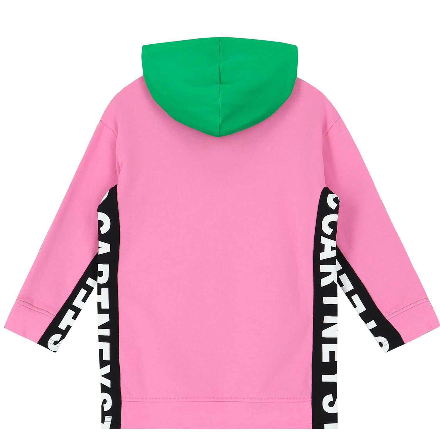Girls Green & Pink Logo Hooded Dress, 1, hi-res