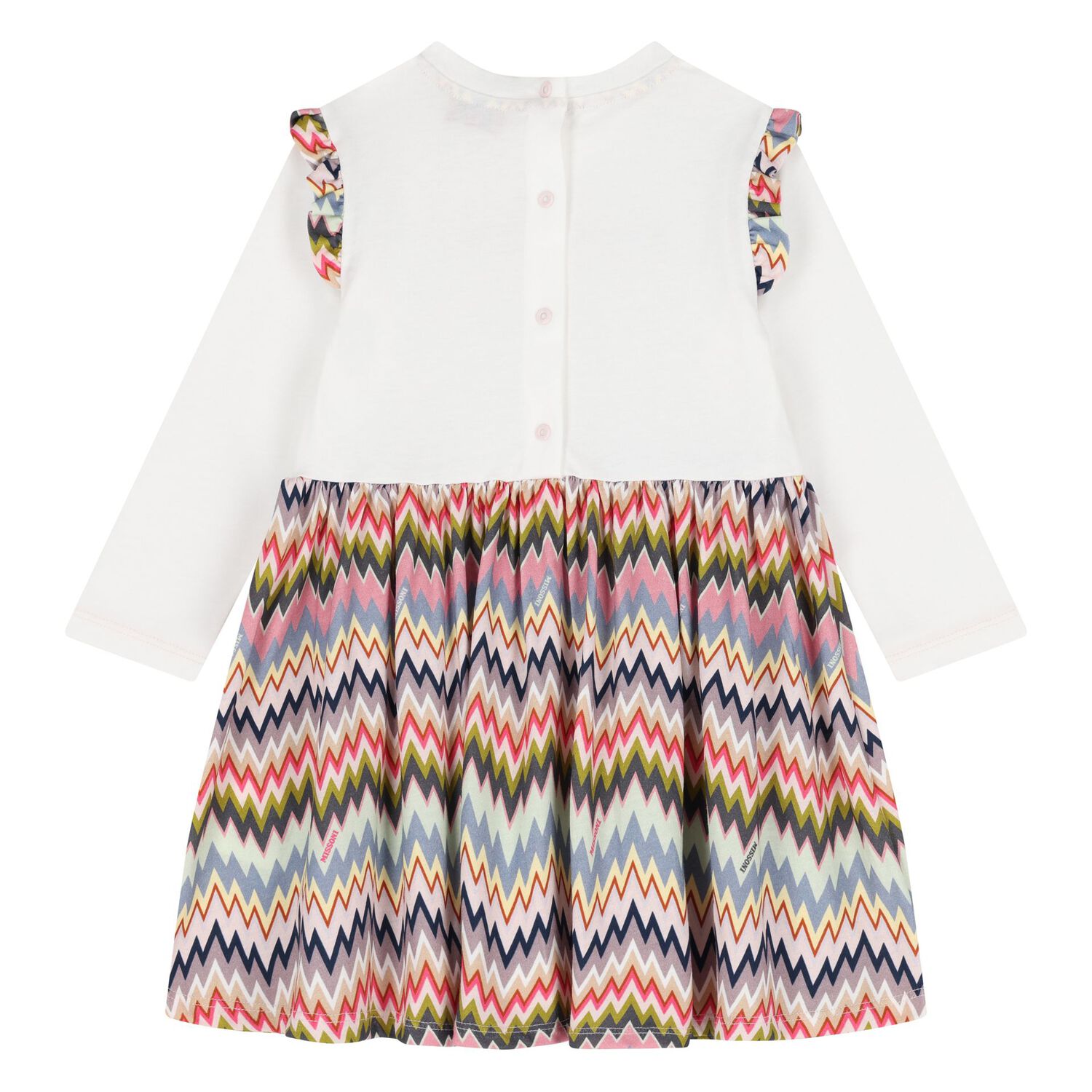 Younger Girls Multi-Coloured Zigzag Dress, 1, hi-res