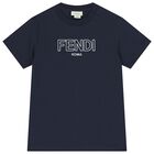 Boys Navy Blue Logo T-Shirt, 1, hi-res