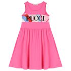 Girls Pink Logo Sleeveless Dress, 2, hi-res