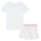 بيجاما بالشعار باللون الأبيض للبنات, 1, hi-res