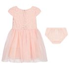 طقم فستان بنات دانتيل باللون الوردي, 1, hi-res