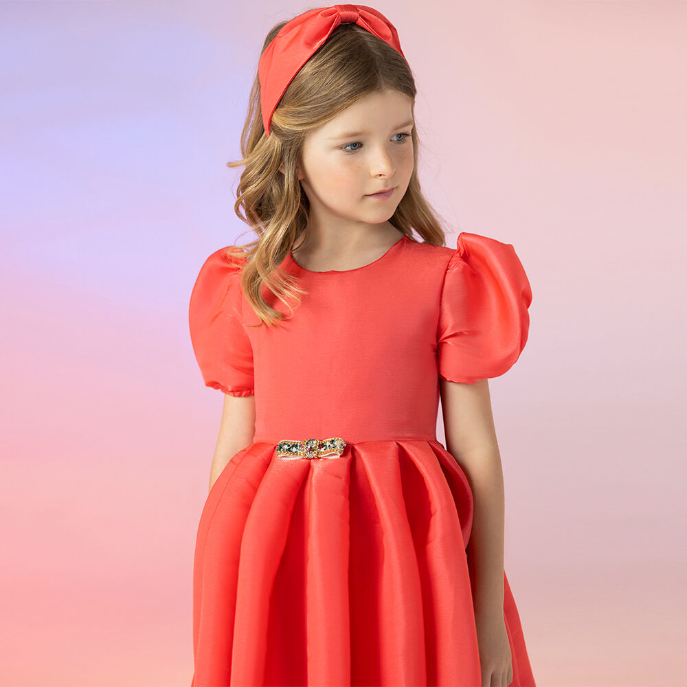 Eirene Girls Coral Organza Dress Junior Couture UAE