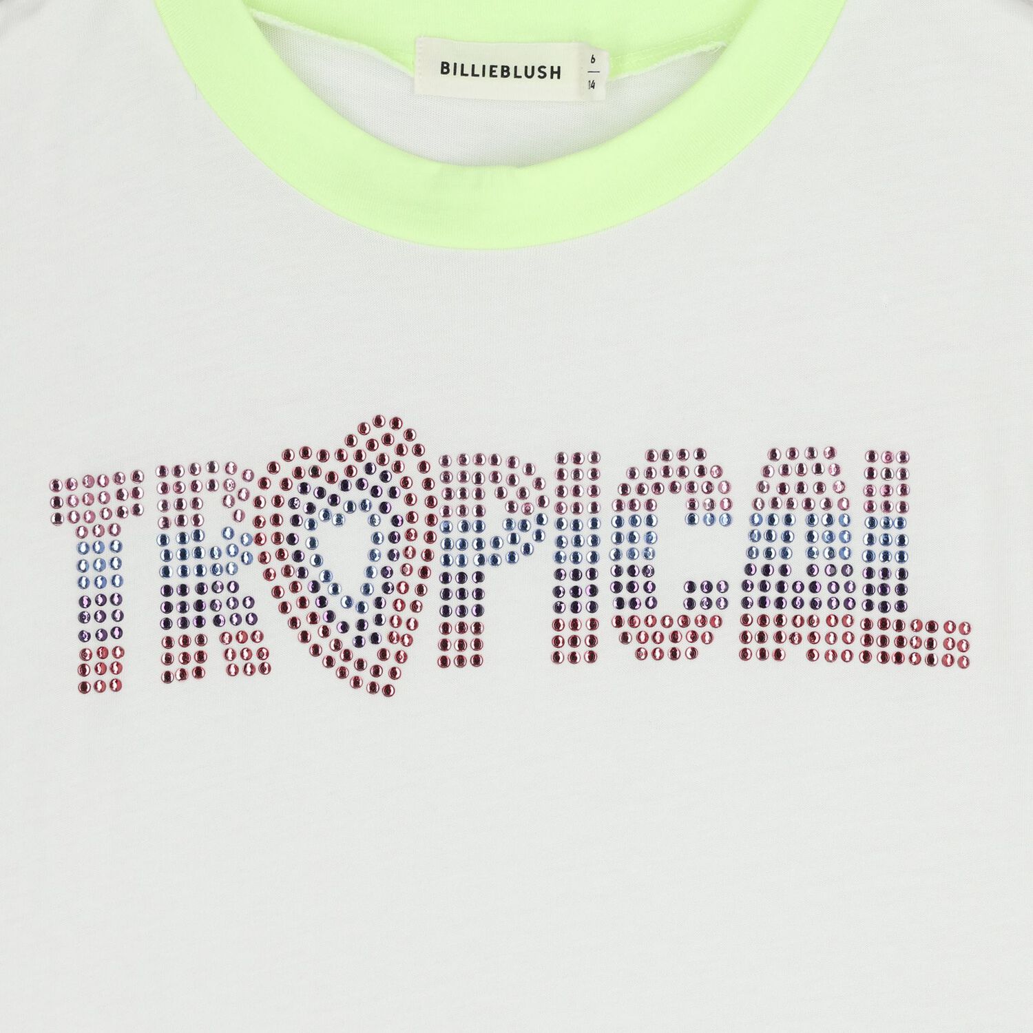 Girls White Embellished T-Shirt, 1, hi-res