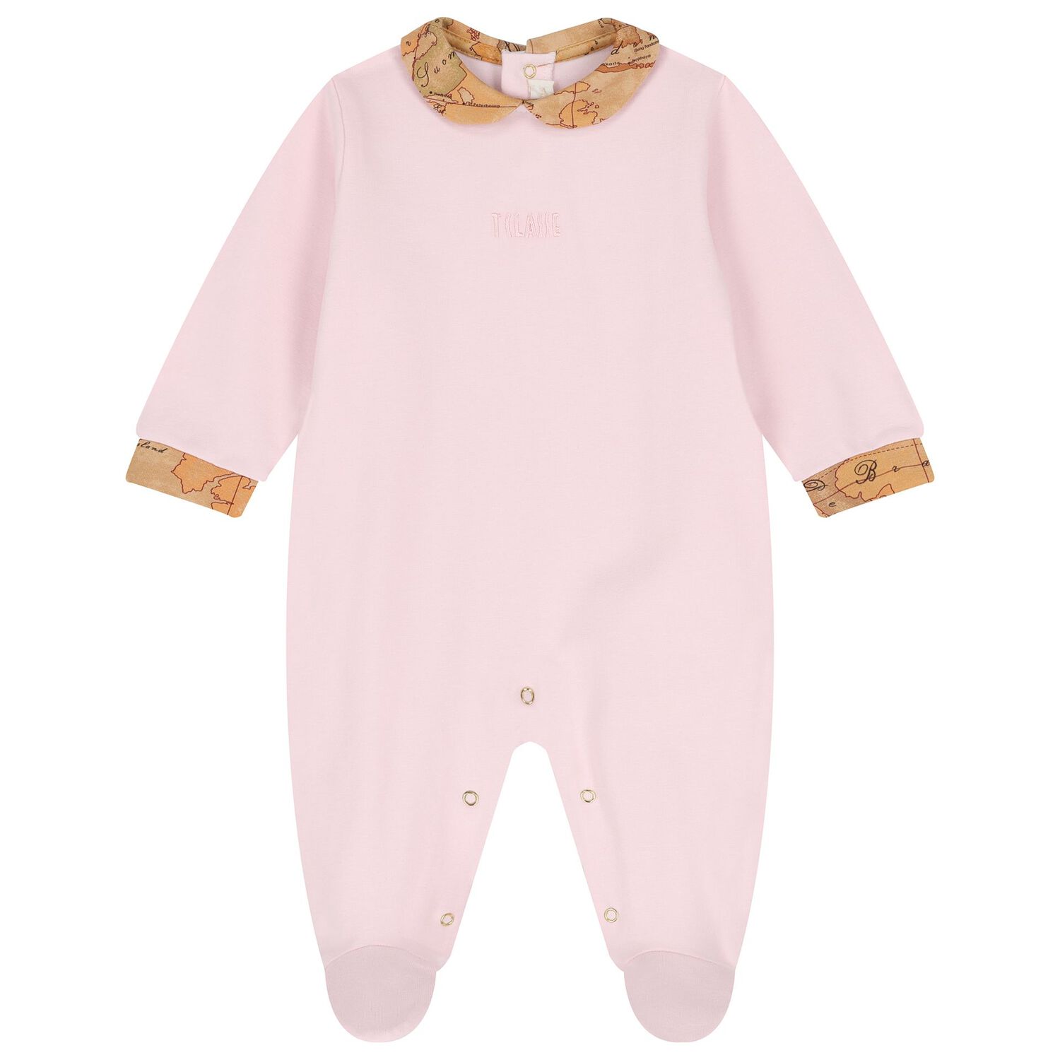 طقم هدايا ملابس أطفال بناتي بطبعة خريطة جغرافية باللونين الوردي والبيج, 2, hi-res