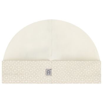 قبعة أطفال بالشعار باللون العاجي والبيج