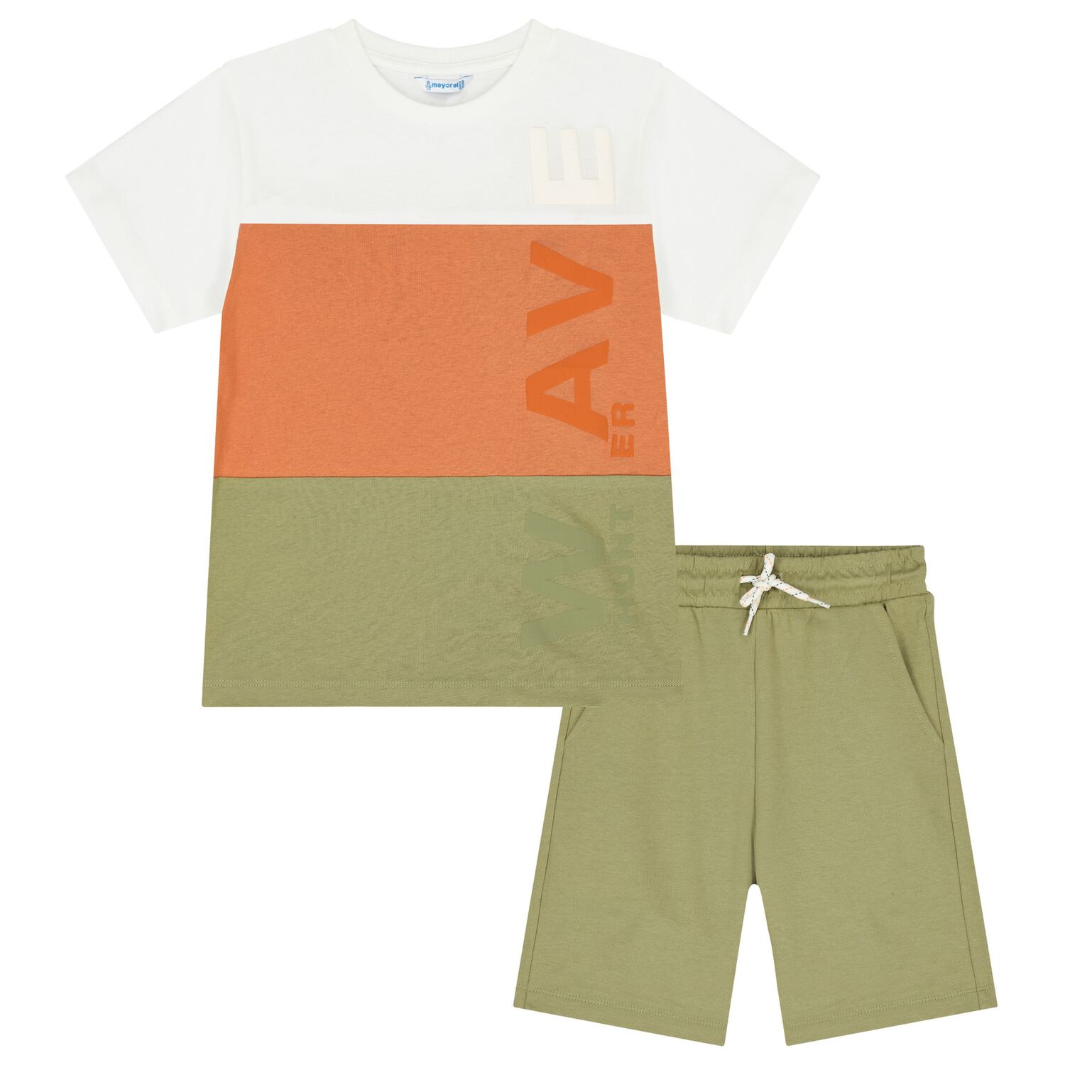 Boys White, Orange & Green Shorts Set, 2, hi-res image number null