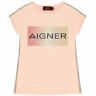 تيشيرت بالشعار باللون الزهرى للبنات, 2, hi-res