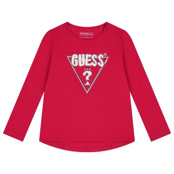 Girls Pink Logo Long Sleeve Top