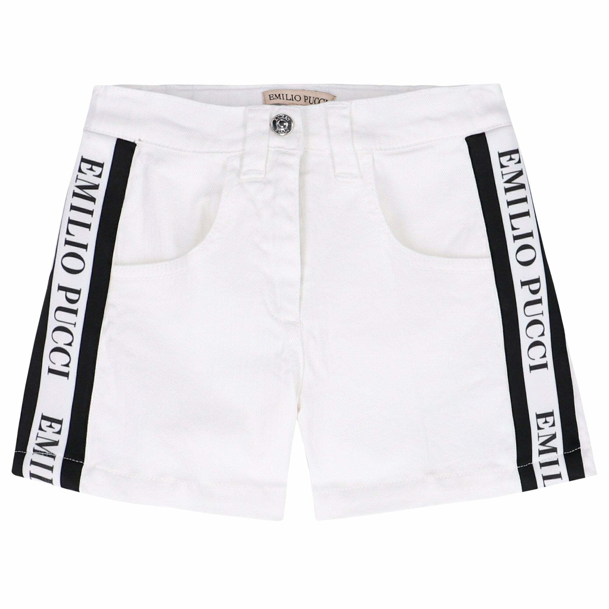 Emilio Pucci Girls White Logo Shorts Junior Couture UAE