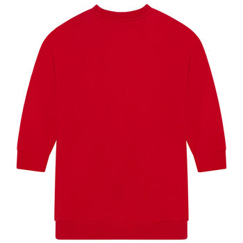 Girls Red Logo Sweatshirt Dress