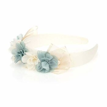Girls Blue & White Floral Hairband