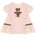 Baby Girls Pink Teddy Bear Logo Dress, 1, hi-res