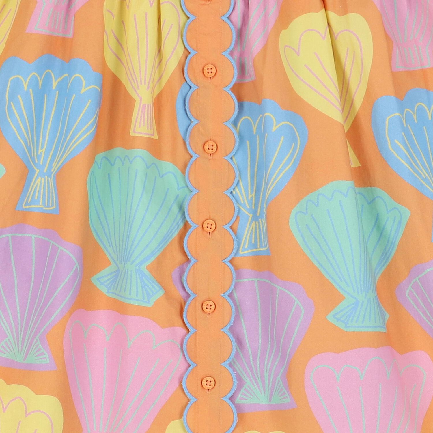 فستان بنات بطبعة الصدف باللون البرتقالى, 1, hi-res