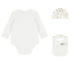 Baby Girls White Polo Bear Babysuit & Hat Gift Set, 1, hi-res