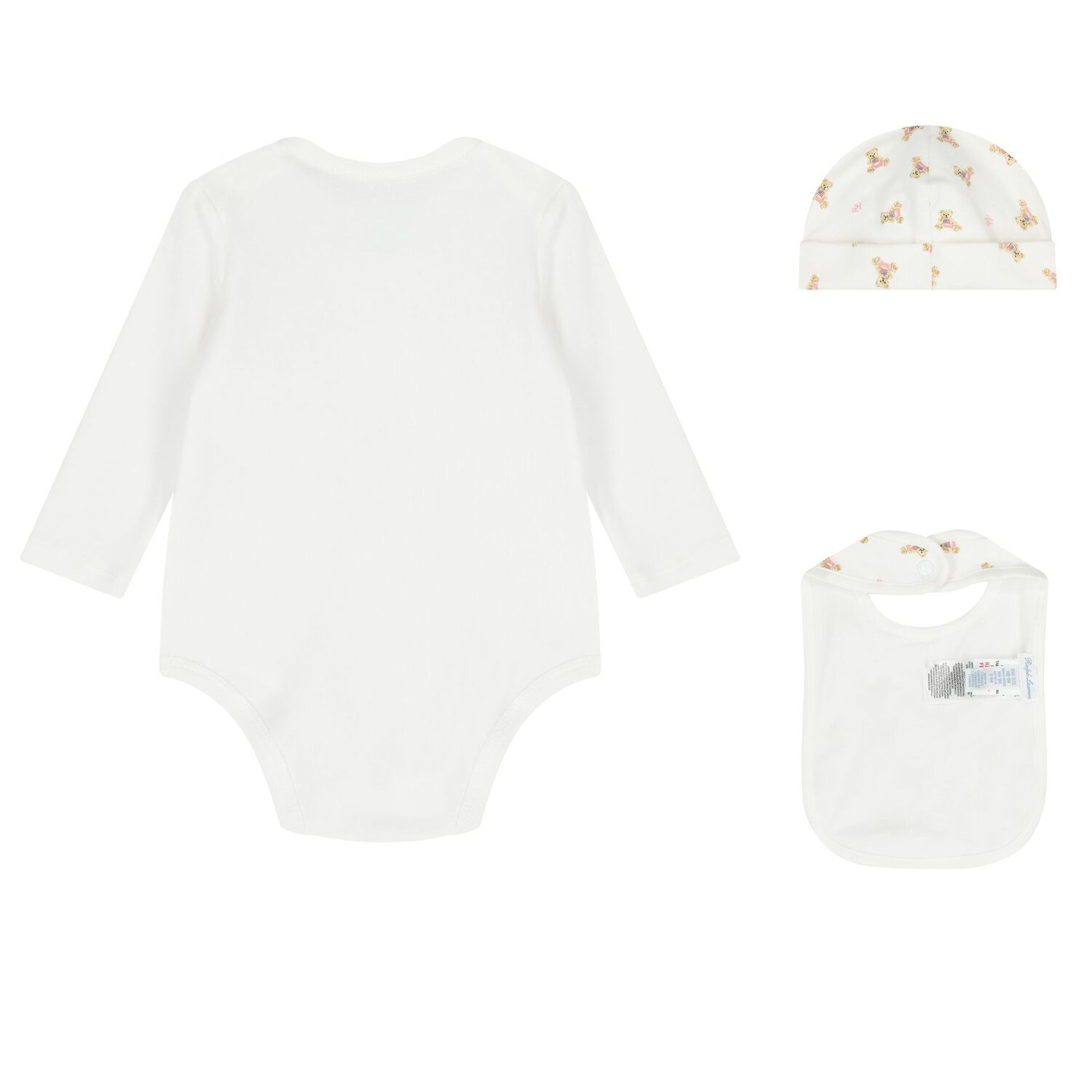 Baby Girls White Polo Bear Babysuit & Hat Gift Set, 1, hi-res