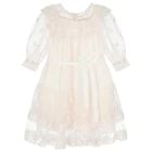 Girls Pink Embroidered Tulle Dress, 1, hi-res