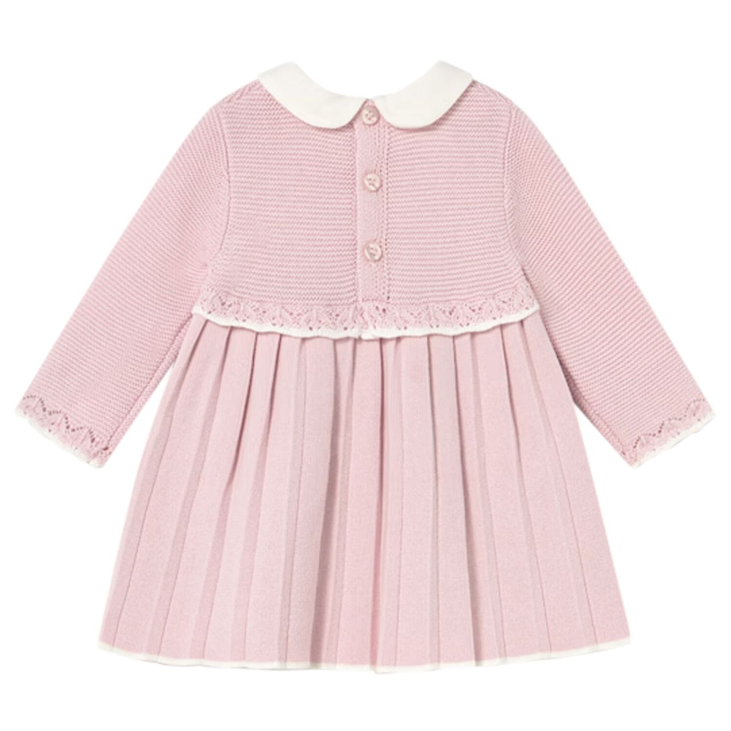 Baby Girls Pink Knitted Dress, 2, hi-res