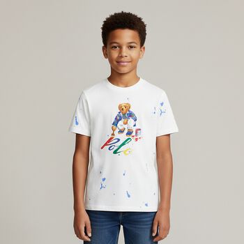 Boys White Polo Bear T-Shirt