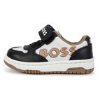 Boys White & Black Logo Trainers, 1, hi-res