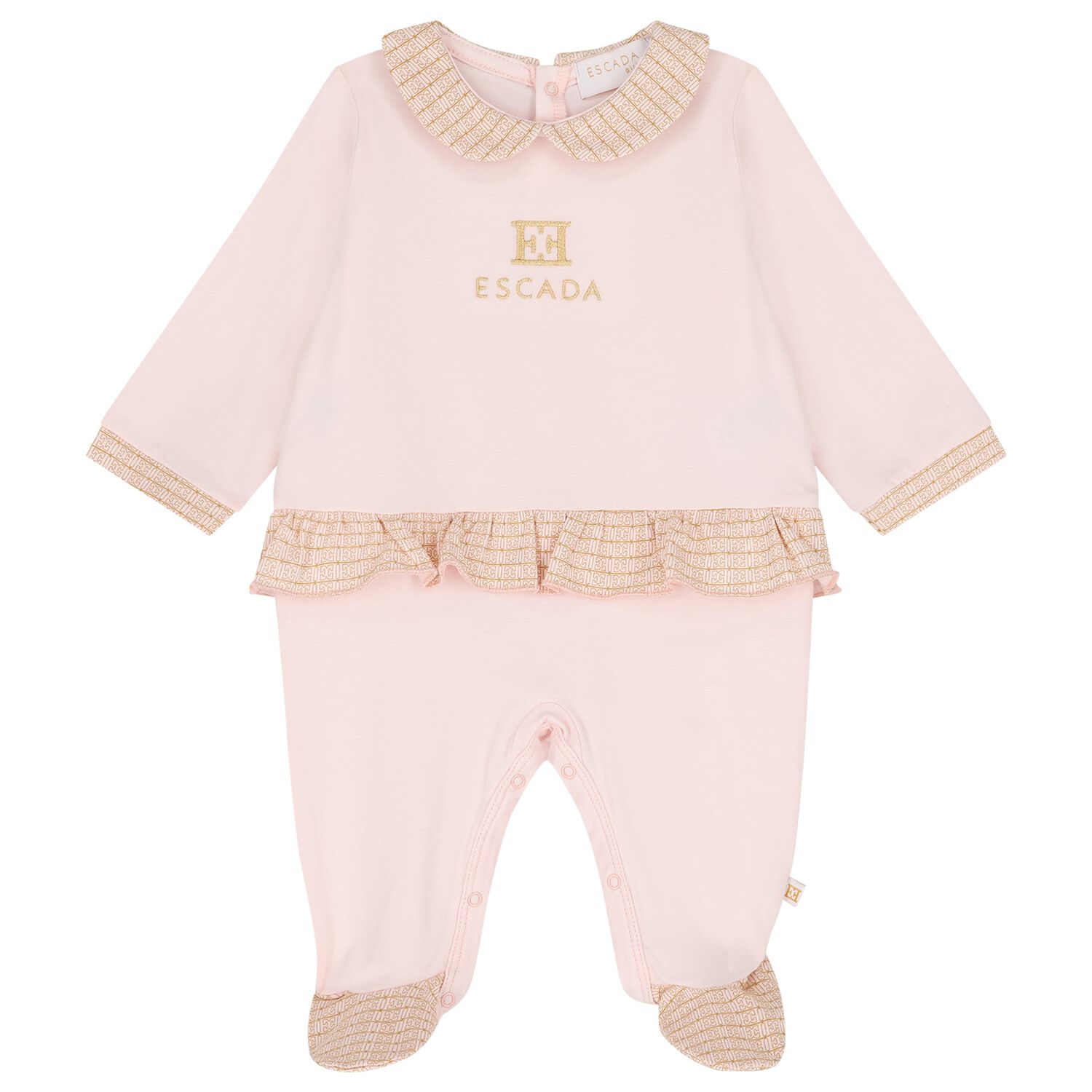 Baby Girls Pink & Gold Babygrow, 1, hi-res