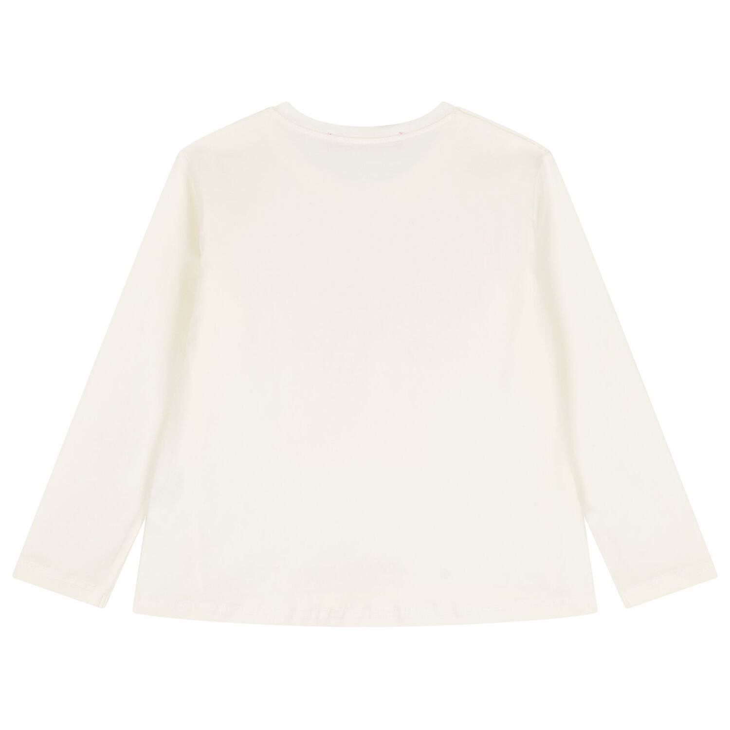 توب بأكمام طويلة بطبعة  فيونكة باللون العاجي والوردي للفتيات, 1, hi-res