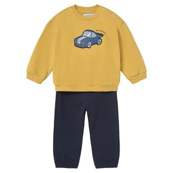 Younger Boys Yellow & Navy Blue Car Tracksuit