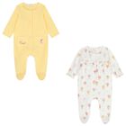 Baby Girls White & Yellow Hot Air Balloon Babygrow ( 2-Pack ), 1, hi-res