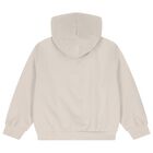 Girls Beige Heart Hooded Zip Up Top, 1, hi-res