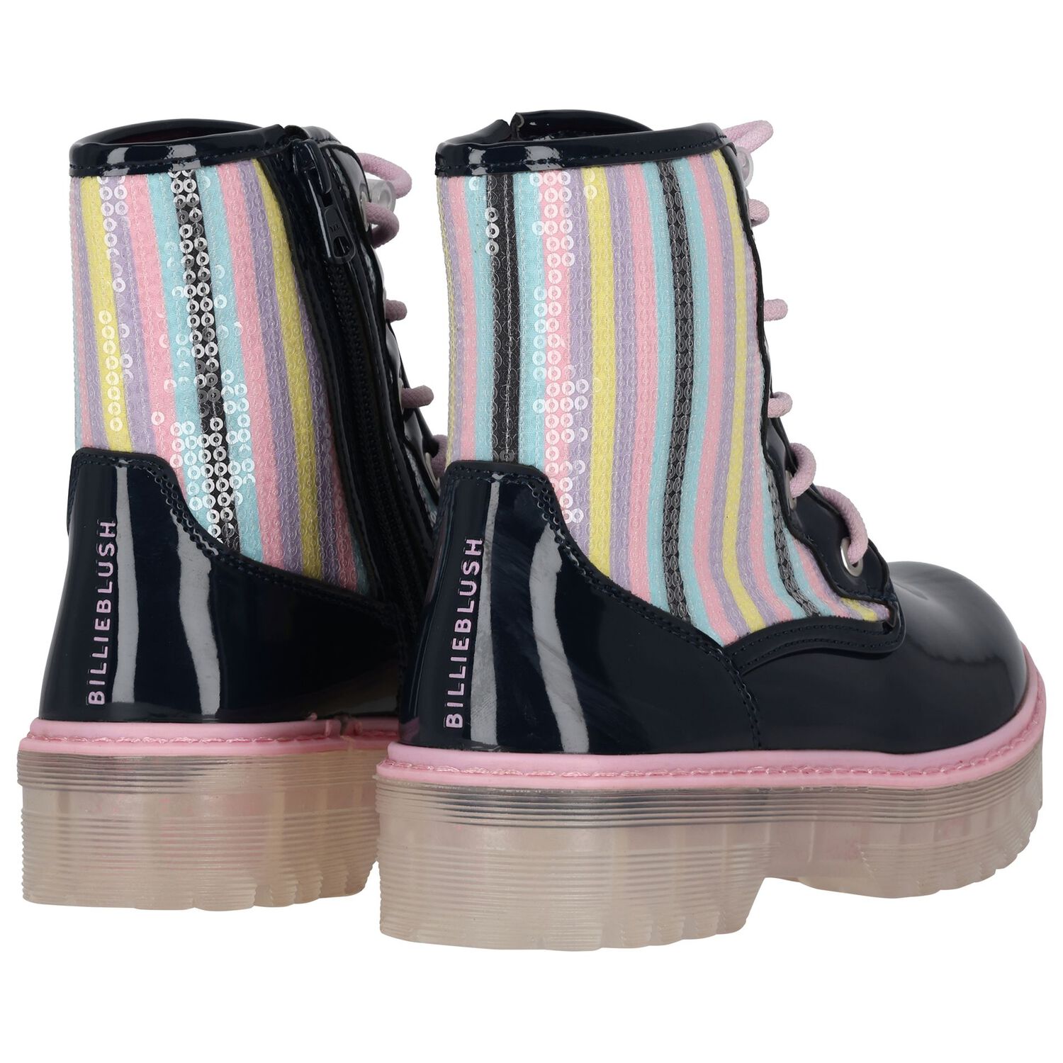 Girls Navy Blue Embellished Boots, 1, hi-res