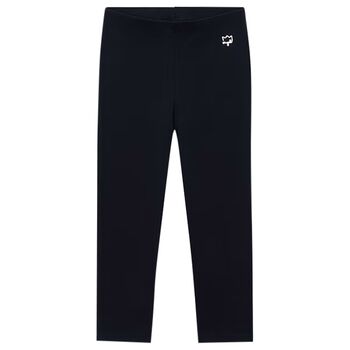 Girls Black Logo Leggings
