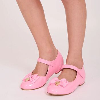 Girls Pink Bow Ballerina Shoes
