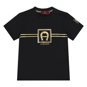 Younger Boys Black Logo T-Shirt