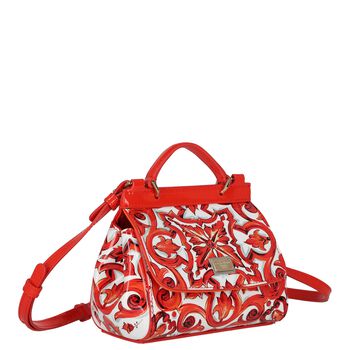 Girls White & Orange Patent Leather Majolica Handbag ( 15cm )
