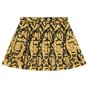 Girls Black & Gold Barocco Skirt