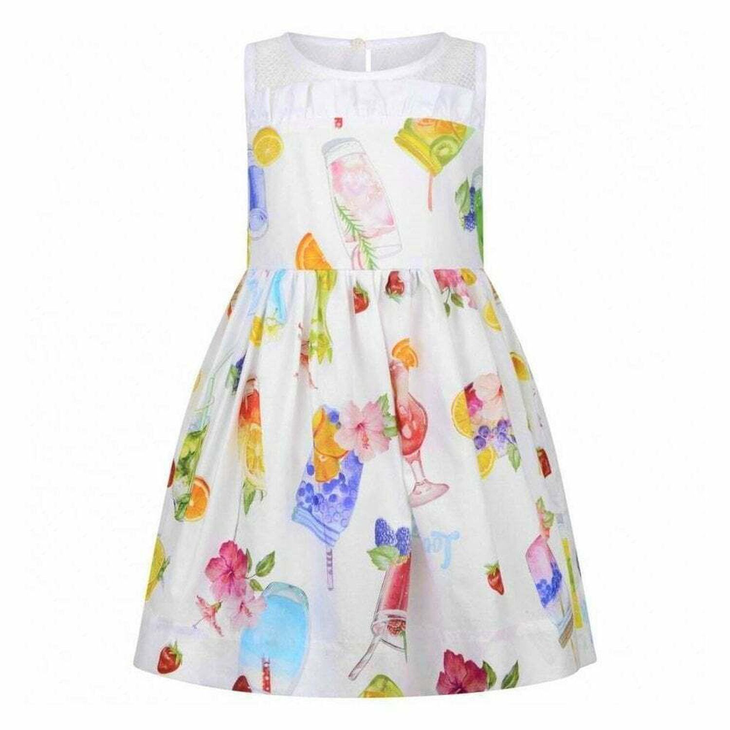 Girls White Summer Party Dress, 1, hi-res image number null