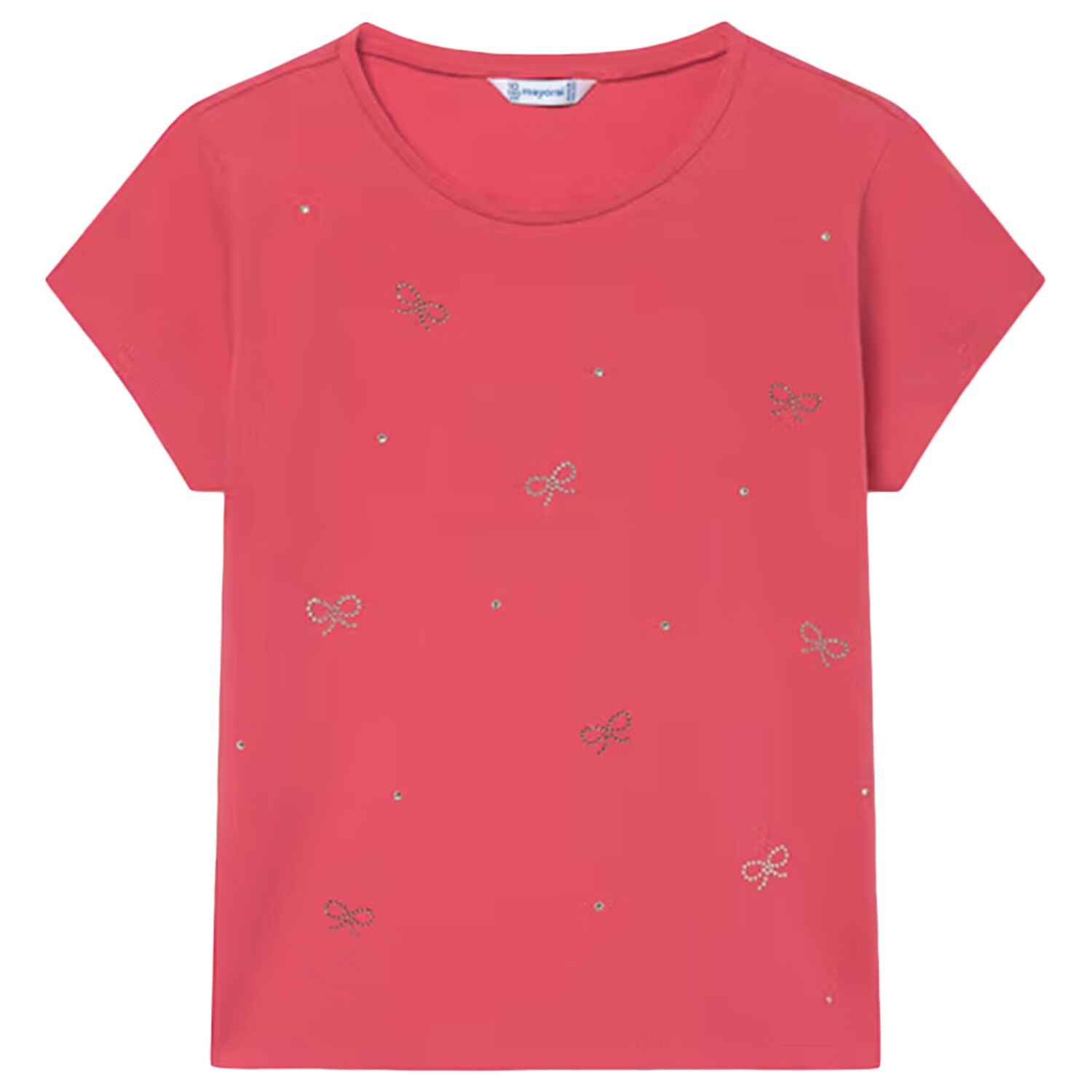 Girls Red Bow T-Shirt, 1, hi-res