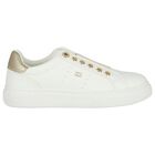 Girls White & Gold Slip-On Trainers, 1, hi-res