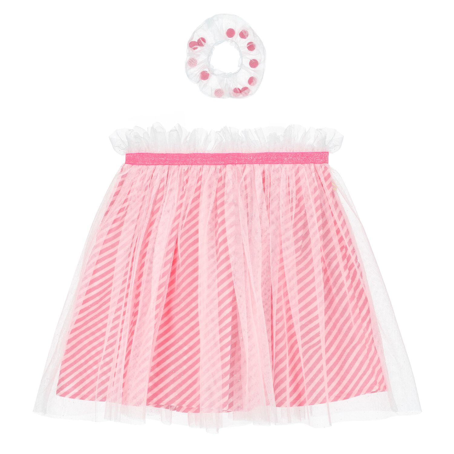 Girls White & Pink Tulle Skirt & Scrunchie Set, 1, hi-res image number null