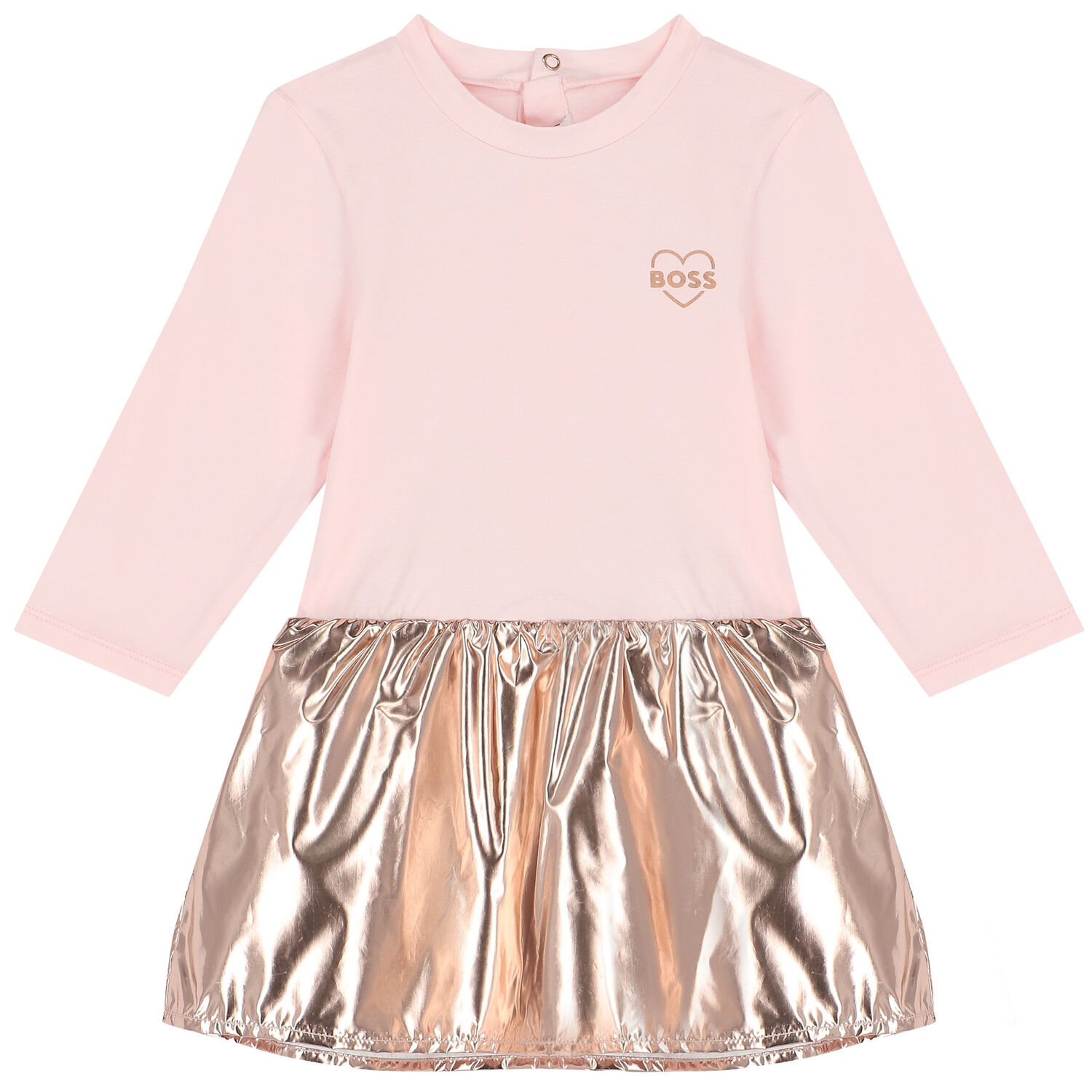 Younger Girls Pink & Metallic Rose Gold Dress, 1, hi-res image number null
