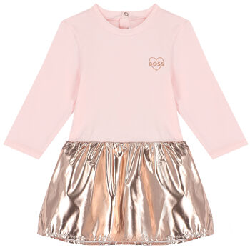 Younger Girls Pink & Metallic Rose Gold Dress