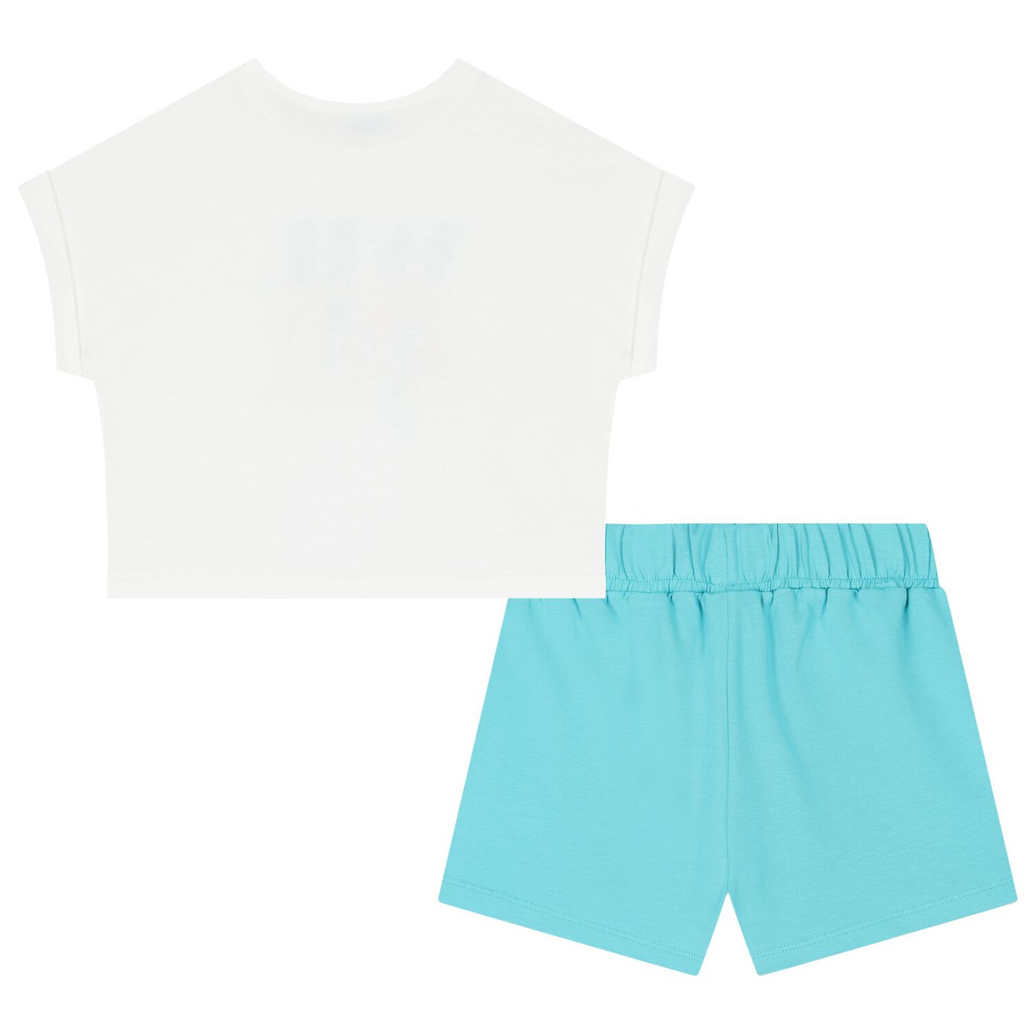 Girls White & Aqua Bird Shorts Set, 2, hi-res image number null