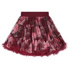 Girls Burgundy Floral Pixie Tutu Skirt, 1, hi-res