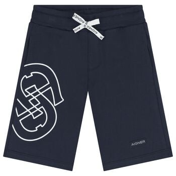 Boys Navy Blue Logo Shorts