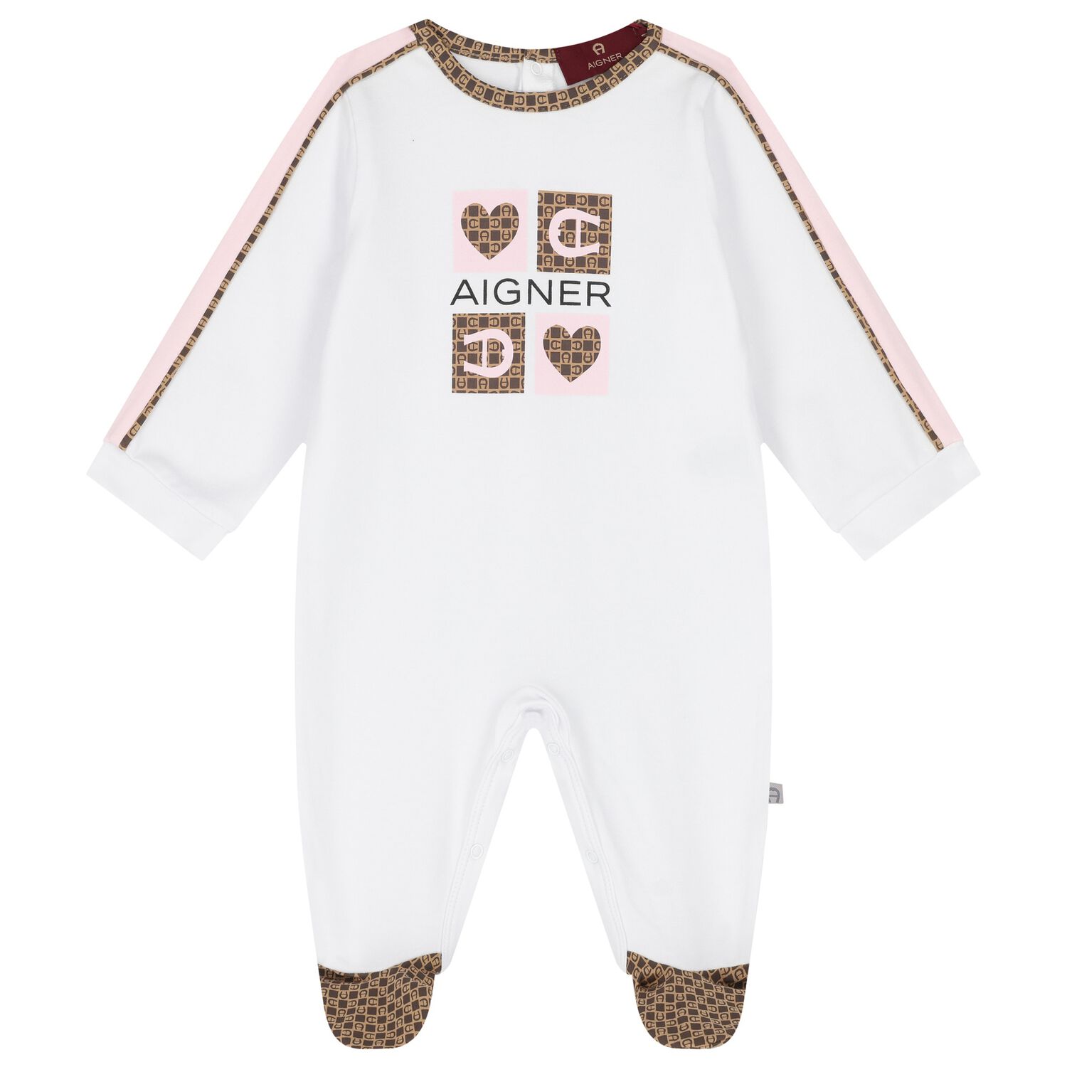 Baby Girls White & Pink Logo Babygrow, 2, hi-res image number null
