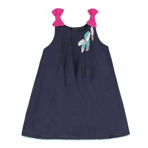فستان قطن للاطفال بناتي باللون الكحلي